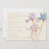Invitation Élégante Fête de Fiançailles Florale Iris (Devant)