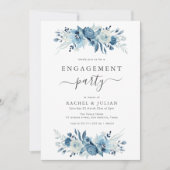 Invitation Élégante fête de fiançailles florales d'aquarelle  (Devant)