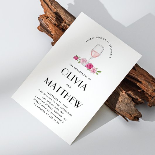 Invitation Elégante fête de fiançailles mariage à vin floral