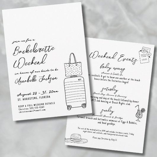 Invitation Élégante Fête de Filles Célibataire Simple
