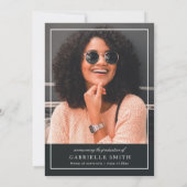 Invitation Élégante fête de fin d'études de droit noir et bla (Dos)