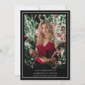 Invitation Élégante fête de fin d'études de droit noir et or (Dos)