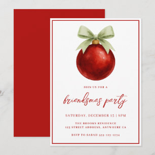 Invitation Élégante Fête de Friendsmas avec Ornement et Ruban