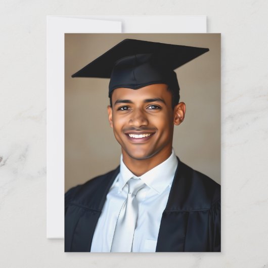 Invitation Élégante fête de graduation en bleu et or avec pho (Dos)