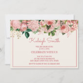 Invitation Élégante fête de graduation florale rose pâle (Devant)