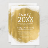 Invitation Élégante fête de graduation Gold Paint Look (Devant / Derrière)