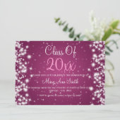 Invitation Élégante fête de graduation Hiver Sparkle Berry (Debout devant)