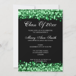 Invitation Élégante fête de graduation Lumières vertes et éti