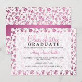 Invitation Élégante fête de graduation Motif floral rose (Devant / Derrière)