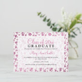 Invitation Élégante fête de graduation Motif floral rose (Debout devant)