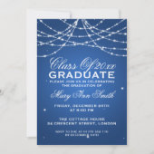 Invitation Élégante fête de graduation Sparkling String Bleu (Devant)