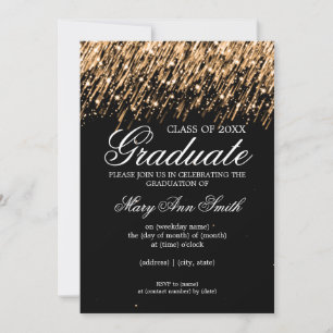 Invitation Élégante fête de graduation tombant en or des étoi