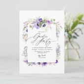 Invitation Élégante Fête de Jardin Florale Violette Poussiére (Debout devant)
