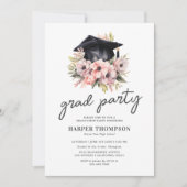 Invitation Élégante fête de la photo florale rose (Devant)