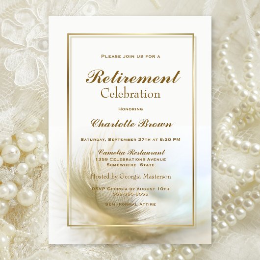 Invitation Élégante fête de la retraite de la plume d'or