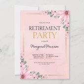 Invitation Élégante fête de la retraite florale rose (Devant)