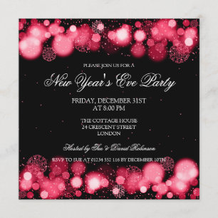 Invitation Élégante fête de la Saint-Sylvestre Rouge d'hiver