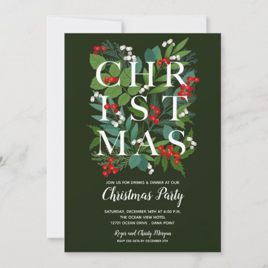 Invitation Élégante Fête de la verdure de NOËL (Devant)