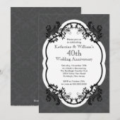 Invitation Élégante fête de l'anniversaire de Mariage damassé (Devant / Derrière)