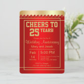 Invitation Élégante fête de l'Anniversaire Rouge (Debout devant)