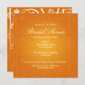 Invitation Élégante Fête de l'mariée Amour Orange (Devant / Derrière)