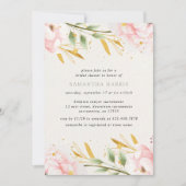 Invitation Elégante Fête de l'mariée Aquarelle Rose Et Or (Devant)