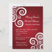 Invitation Élégante Fête de l'mariée blanche brille rouge (Dos)