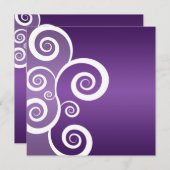 Invitation Élégante Fête de l'mariée blanche brille violette (Devant / Derrière)