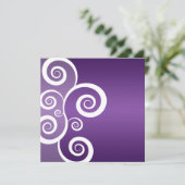 Invitation Élégante Fête de l'mariée blanche brille violette (Debout devant)