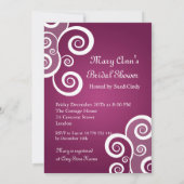 Invitation Élégante Fête de l'mariée Blanche Frotte Plum (Dos)