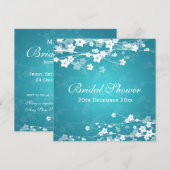 Invitation Elégante Fête de l'mariée Cerisier Fleur Bleu (Devant / Derrière)