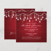 Invitation Élégante Fête de l'mariée chatoyante étoile rouge (Devant / Derrière)