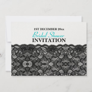 Invitation Elégante Fête de l'mariée de dentelle noire Vintag