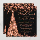 Invitation Élégante Fête de l'mariée de Noël noir Rose (Devant / Derrière)