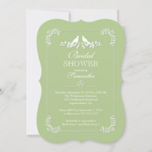Invitation Élégante Fête de l'mariée des Inséparables verts