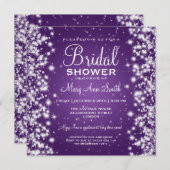 Invitation Élégante Fête de l'mariée d'hiver Parkle pourpre (Devant / Derrière)