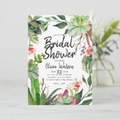 Invitation Élégante Fête de l'mariée florale succulente de Ca (Debout devant)