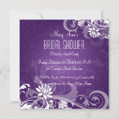Invitation Élégante Fête de l'mariée florale torride violet (Dos)
