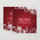 Invitation Élégante Fête de l'mariée florale torrille rouge (Devant / Derrière)