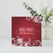 Invitation Élégante Fête de l'mariée florale torrille rouge (Debout devant)