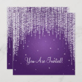 Invitation Élégante Fête de l'mariée Nocturne Purple (Devant / Derrière)