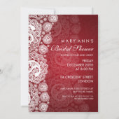 Invitation Élégante Fête de l'mariée rouge Paisley Lace (Dos)