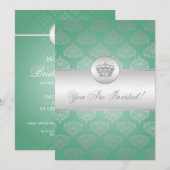 Invitation Élégante Fête de l'mariée Royale de la Couronne ve (Devant / Derrière)