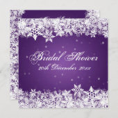 Invitation Élégante Fête de l'mariée Snowflakes d'hiver viole (Devant / Derrière)