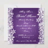 Invitation Élégante Fête de l'mariée Snowflakes d'hiver viole (Dos)