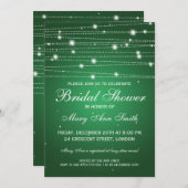 Invitation Élégante Fête de l'mariée Sparkling Lines Emerald (Devant / Derrière)