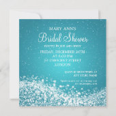 Invitation Elégante Fête de l'mariée Sparkling Wave Blue (Dos)