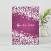 Invitation Élégante Fête de l'mariée Sparkling Wave Plum (Debout devant)