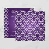Invitation Élégante Fête de l'mariée Vintage Damas violet (Devant / Derrière)