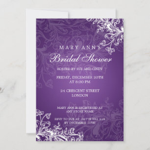 Invitation Élégante Fête de l'mariée Vintage torse violette